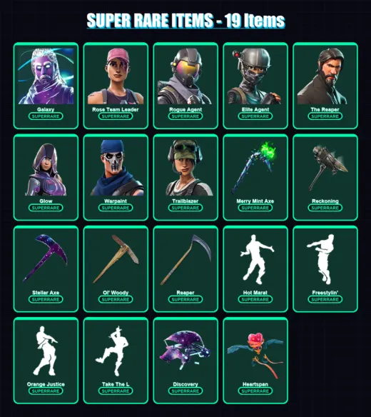[PC/XBOX/PSN] | Galaxy | Rose Team Leader | Rogue Agent | Elite Agent | The Reaper | 184 skin | 225 pickaxe | 165 emote | 186 glider | Lv2768