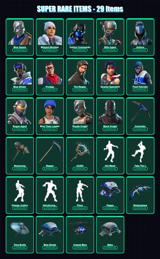 [PS4/PS5/XBOX/PC] | Blue Squire | Blizzard Bomber | Carbon Commando | Elite Agent | Sultura | 110 skin | 94 pickaxe | 97 emote | 101 glider | Lv1109 — Game account