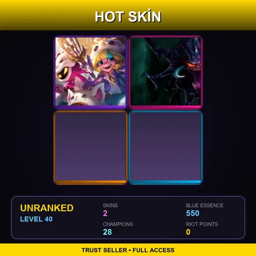 EUW | Pengu Cosplay Tristana | Nightmare Cho'Gath | 2 Skin | 28 Champ | Lv40 — Nightmare Cho Gath
