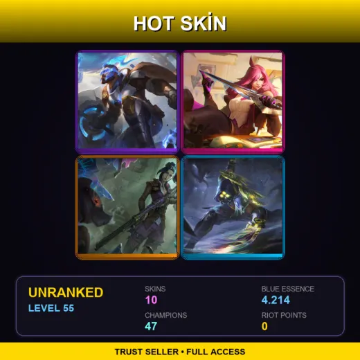 ME | Pulsefire Pantheon | Battle Academia Katarina | Arcane Enforcer Caitlyn | PsyOps Zed | 10 Skin | 47 Champ | Lv55