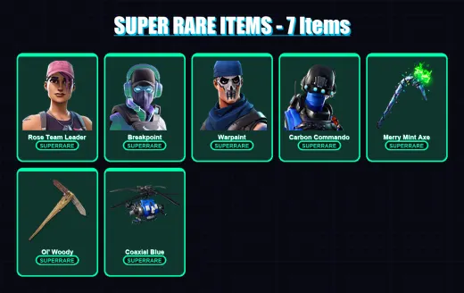 [PC/XBOX] | Rose Team Leader | Breakpoint | Warpaint | Carbon Commando | Fusion | 95 skin | 84 pickaxe | 95 emote | 53 glider | Lv700