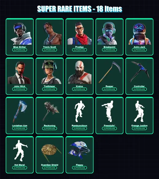[PC] | Blue Striker | Travis Scott | Prodigy | Breakpoint | Astro Jack | 337 skin | 206 pickaxe | 223 emote | 141 glider | Lv2252