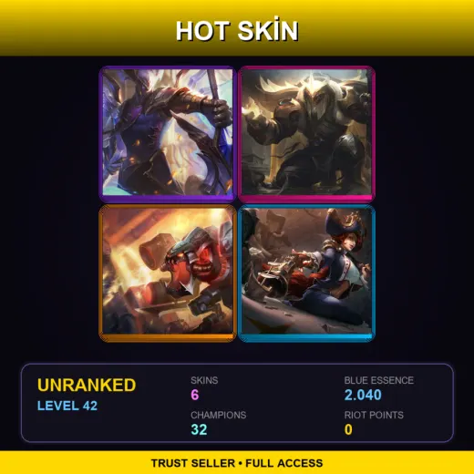 OCE | Victorious Aatrox | Arclight Yorick | Battlecast Prime Cho'Gath | Waterloo Miss Fortune | 6 Skin | 32 Champ | Lv42