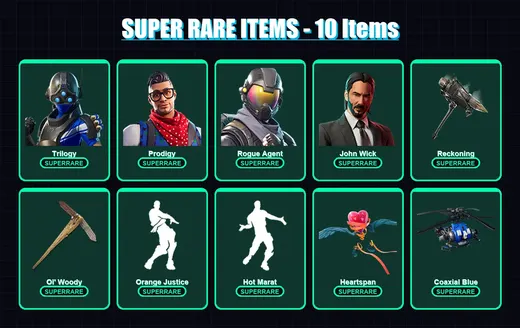 [PS4/PS5/XBOX/PC] | Trilogy | Prodigy | Rogue Agent | John Wick | The Imagined | 147 skin | 170 pickaxe | 146 emote | 172 glider | Lv2547
