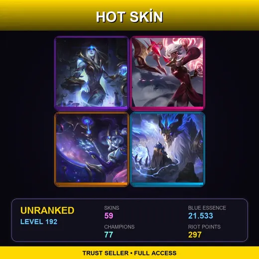 LAN | Conqueror Karma | Cosmic Destiny Nami | Cosmic Queen Ashe | Star Guardian Lulu | 59 Skin | 77 Champ | Lv192