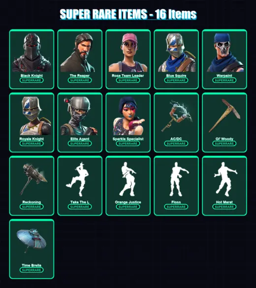 [PC/XBOX/PSN] | Black Knight | The Reaper | Rose Team Leader | Blue Squire | Warpaint | 58 skin | 40 pickaxe | 46 emote | 49 glider | Lv519