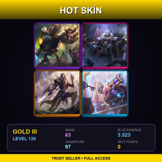 VN | Victorious Blitzcrank | Victorious Sejuani | Victorious Lucian | Hextech Kog'Maw | 63 Skin | 97 Champ | Gold III | Lv120
