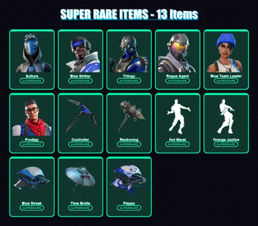 [PS4/PS5/XBOX/PC] | Sultura | Blue Striker | Trilogy | Rogue Agent | Blue Team Leader | 59 skin | 90 pickaxe | 83 emote | 92 glider | Lv1406