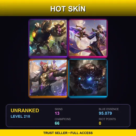 EUW | Victorious Blitzcrank | Victorious Fiora | Victorious Draven | Hextech Galio | 13 Skin | 66 Champ | Lv218 — LoL account