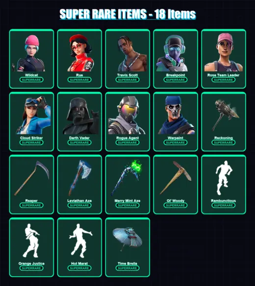 [PS4/PS5/PC] | Wildcat | Rue | Travis Scott | Breakpoint | Rose Team Leader | 344 skin | 289 pickaxe | 260 emote | 197 glider | Lv2523