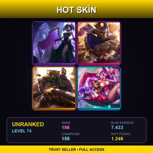 EUW | Victorious Morgana | Victorious Maokai | Victorious Graves | Cosmic Blade Master Yi | 186 Skin | 155 Champ | Lv74
