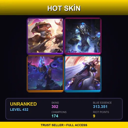 VN | Prestige Spirit Blossom Teemo | Cosmic Queen Ashe | Cosmic Flight Anivia | Prestige Broken Covenant Miss Fortune | 302 Skin | 174 Champ | Lv432