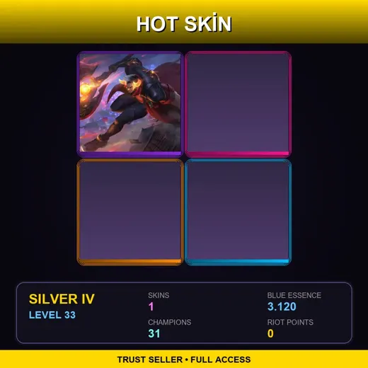 EUW | Lunar Beast Darius | 1 Skin | 31 Champ | Silver IV | Lv33