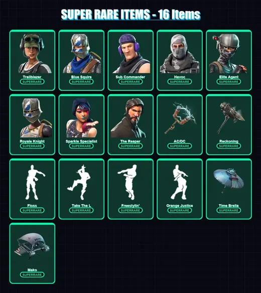 [PS4/PS5/XBOX/PC] | Trailblazer | Blue Squire | Sub Commander | Havoc | Elite Agent | 57 skin | 45 pickaxe | 42 emote | 33 glider | Lv569