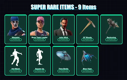 [PS4/PS5/PC] | Warpaint | Rose Team Leader | John Wick | Peter Griffin | Valeria | 204 skin | 179 pickaxe | 171 emote | 154 glider | Lv2013