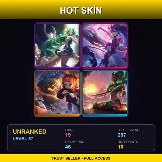 LAN | Star Guardian Soraka | Star Guardian Zoe | Lunar Beast Annie | Sun Goddess Karma | 19 Skin | 46 Champ | Lv57