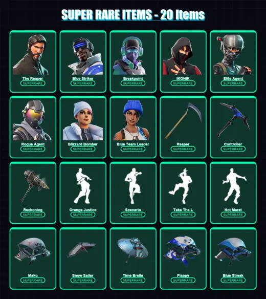[PC/XBOX/PSN] | The Reaper | Blue Striker | Breakpoint | IKONIK | Elite Agent | 187 skin | 193 pickaxe | 207 emote | 182 glider | Lv4807