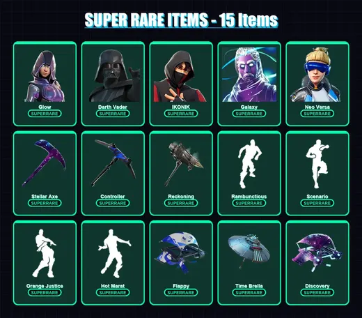 [PC] | Glow | Darth Vader | IKONIK | Galaxy | Neo Versa | 110 skin | 105 pickaxe | 134 emote | 90 glider | Lv1098