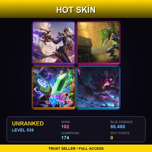 LAS | Victorious Fiora | Hextech Singed | Spirit Blossom Tristana | Battle Academia Caitlyn | 102 Skin | 174 Champ | Lv539 — Battle Wolf Sylas