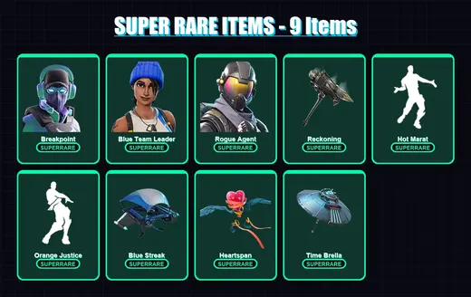 [PC] | Breakpoint | Blue Team Leader | Rogue Agent | Enforcer | Blackheart | 79 skin | 71 pickaxe | 98 emote | 76 glider | Lv1246