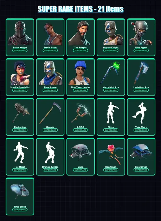 [PC/XBOX/PSN] | Black Knight | Travis Scott | The Reaper | Royale Knight | Elite Agent | 149 skin | 167 pickaxe | 115 emote | 142 glider | Lv2504