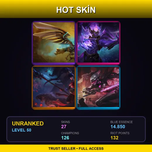 LAN | Hextech Anivia | Dark Star Jarvan IV | Warring Kingdoms Nidalee | PROJECT: Fiora | 27 Skin | 126 Champ | Lv50