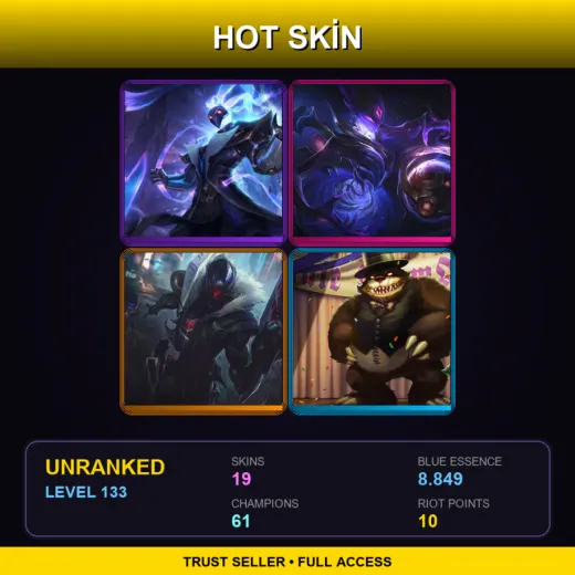 BR | Pulsefire Thresh | Dark Star Orianna | PROJECT: Jhin | Prom Queen Annie | 19 Skin | 61 Champ | Lv133