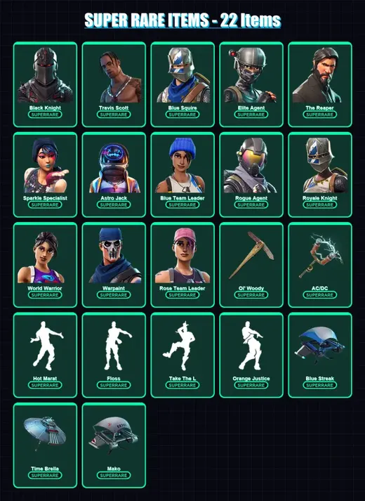 [PC/XBOX/PSN] | Black Knight | Travis Scott | Blue Squire | Elite Agent | The Reaper | 87 skin | 67 pickaxe | 73 emote | 69 glider | Lv942