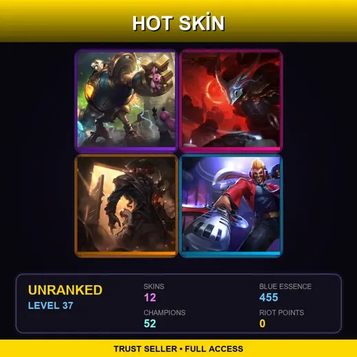 EUNE | Victorious Blitzcrank | Blood Moon Yasuo | High Noon Lucian | Primetime Draven | 12 Skin | 52 Champ | Lv37