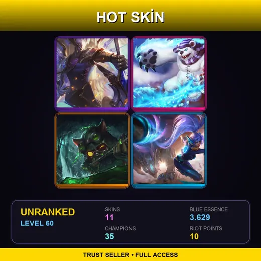 LAN | Victorious Aatrox | Frostfire Annie | Omega Squad Teemo | Super Galaxy Nidalee | 11 Skin | 35 Champ | Lv60