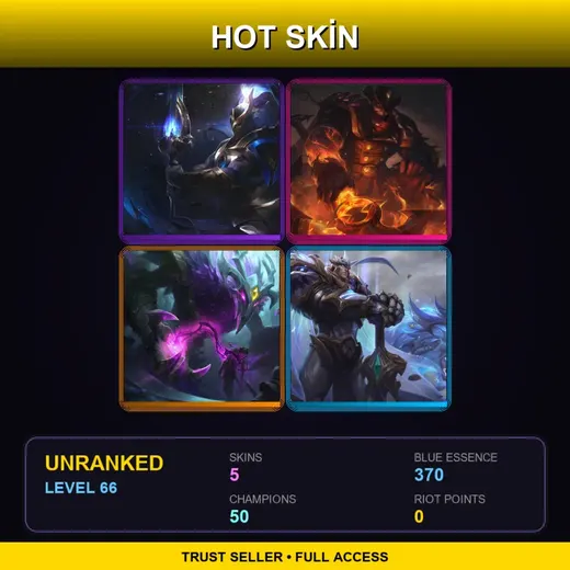 LAN | Cosmic Defender Xin Zhao | High Noon Darius | Old God Nocturne | God-King Garen | 5 Skin | 50 Champ | Lv66 — God King Garen