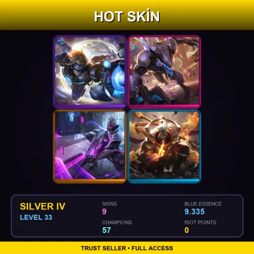 VN | Pulsefire Ezreal | PROJECT: Warwick | PROJECT: Senna | God Staff Jax | 9 Skin | 57 Champ | Silver IV | Lv33