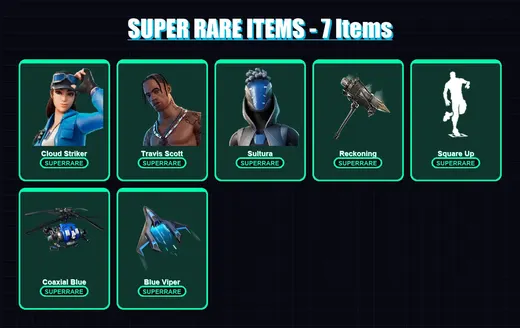 [PS4/PS5/XBOX/PC] | Cloud Striker | Travis Scott | Sultura | Eternal Knight | Mizuki | 129 skin | 159 pickaxe | 119 emote | 130 glider | Lv1869