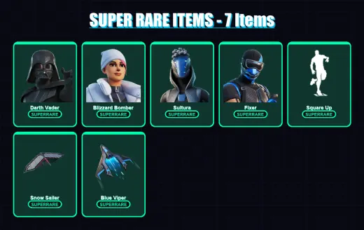 [PS4/PS5/XBOX/PC] | Darth Vader | Blizzard Bomber | Sultura | Fixer | Nezumi | 85 skin | 131 pickaxe | 105 emote | 112 glider | Lv1758