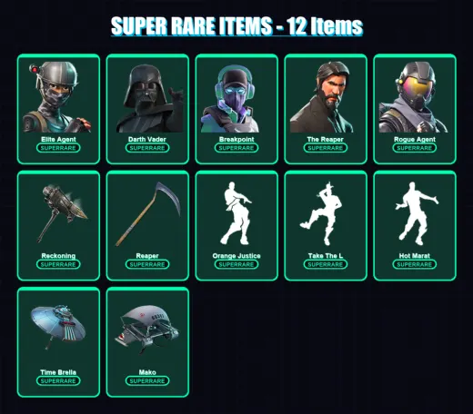 [PC/XBOX/PSN] | Elite Agent | Darth Vader | Breakpoint | The Reaper | Rogue Agent | 119 skin | 149 pickaxe | 103 emote | 129 glider | Lv2100