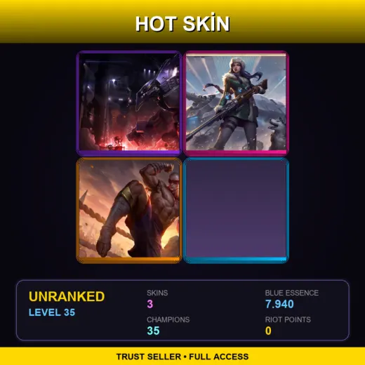EUW | Mecha Malphite | Arctic Warfare Caitlyn | Muay Thai Lee Sin | 3 Skin | 35 Champ | Lv35