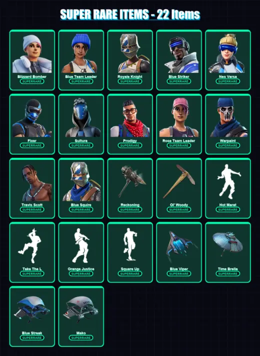 [PC/XBOX] | Blizzard Bomber | Blue Team Leader | Royale Knight | Blue Striker | Neo Versa | 108 skin | 153 pickaxe | 143 emote | 136 glider | Lv1924