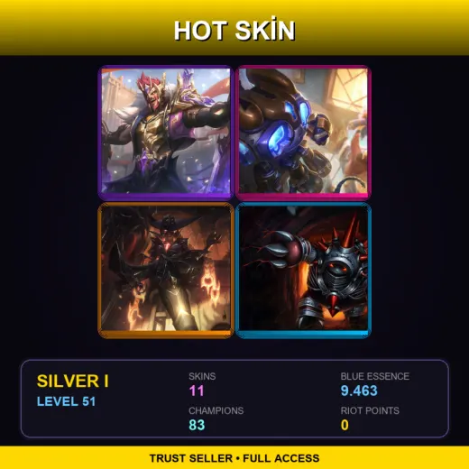 TR | Victorious Draven | Hextech Amumu | High Noon Senna | Chrome Rammus | 11 Skin | 83 Champ | Silver I | Lv51