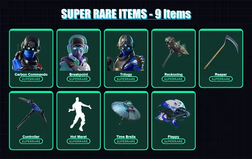 [PS4/PS5/XBOX/PC] | Carbon Commando | Breakpoint | Trilogy | The Ice King | Fusion | 86 skin | 114 pickaxe | 114 emote | 115 glider | Lv1857