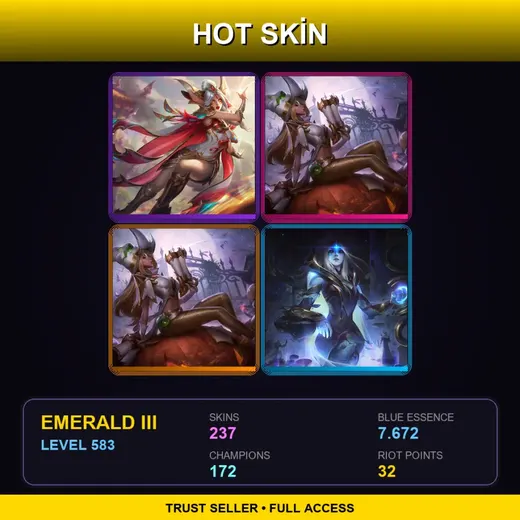 EUW | Prestige Brave Phoenix Xayah | Prestige Bewitching Miss Fortune (2022) | 237 Skin | 172 Champ | Lv583 — Moo Cow Alistar