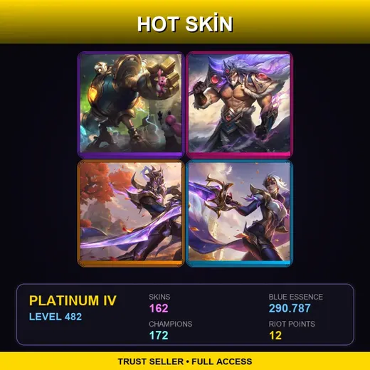 LAS | Victorious Blitzcrank | Victorious Tryndamere | Victorious Master Yi | Victorious Fiora | 162 Skin | 172 Champ | Platinum IV | Lv482