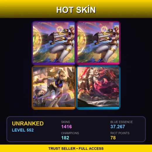 NA | Prestige Arcade Caitlyn (2022) | Prestige Arcade Caitlyn | Prestige Battle Academia Leona | 1416 Skin | 182 Champ | Lv552