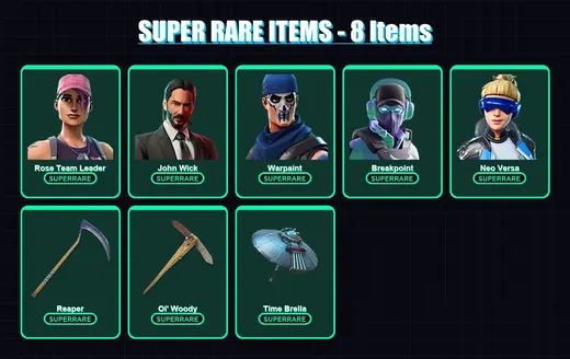 [PC/XBOX/PSN] | Rose Team Leader | John Wick | Warpaint | Breakpoint | Neo Versa | 88 skin | 103 pickaxe | 80 emote | 83 glider | Lv1081