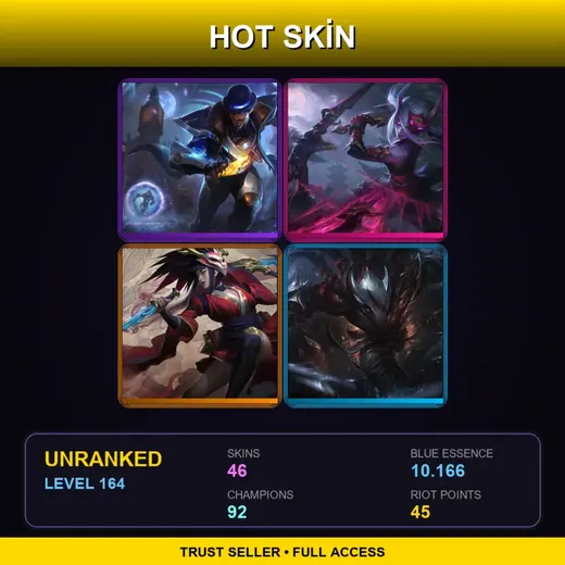 LAS | Pulsefire Twisted Fate | Blood Moon Katarina | Blood Moon Akali | Blood Moon Talon | 46 Skin | 92 Champ | Lv164