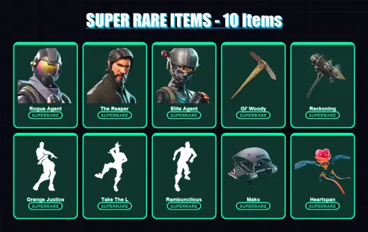 [PC/XBOX/PSN] | Rogue Agent | The Reaper | Elite Agent | The Visitor | Drift | 91 skin | 104 pickaxe | 113 emote | 106 glider | Lv1572