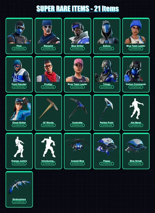 [PS4/PS5/XBOX/PC] | Fixer | Warpaint | Blue Striker | Sultura | Blue Team Leader | 180 skin | 234 pickaxe | 201 emote | 208 glider | Lv3220 — Game account