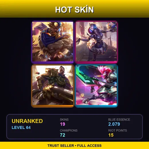 EUW | Victorious Maokai | Victorious Orianna | Victorious Graves | Arcade Hecarim | 19 Skin | 72 Champ | Lv64