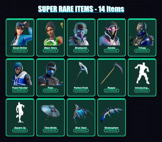 [SWITCH/XBOX/PC] | Cloud Striker | Major Glory | Breakpoint | Xander | Trilogy | 113 skin | 190 pickaxe | 128 emote | 151 glider | Lv2857