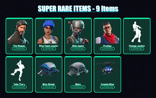 [PS4/PS5/XBOX/PC] | The Reaper | Blue Team Leader | Elite Agent | Prodigy | Hybrid | 23 skin | 16 pickaxe | 31 emote | 26 glider | Lv368
