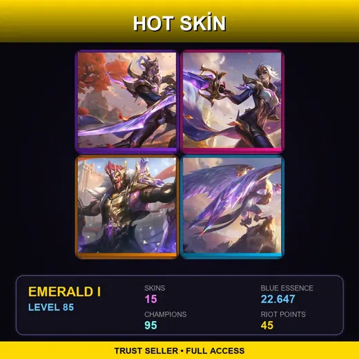 BR | Victorious Master Yi | Victorious Fiora | Victorious Draven | Victorious Anivia | 15 Skin | 95 Champ | Emerald I | Lv85 — Heartache Amumu